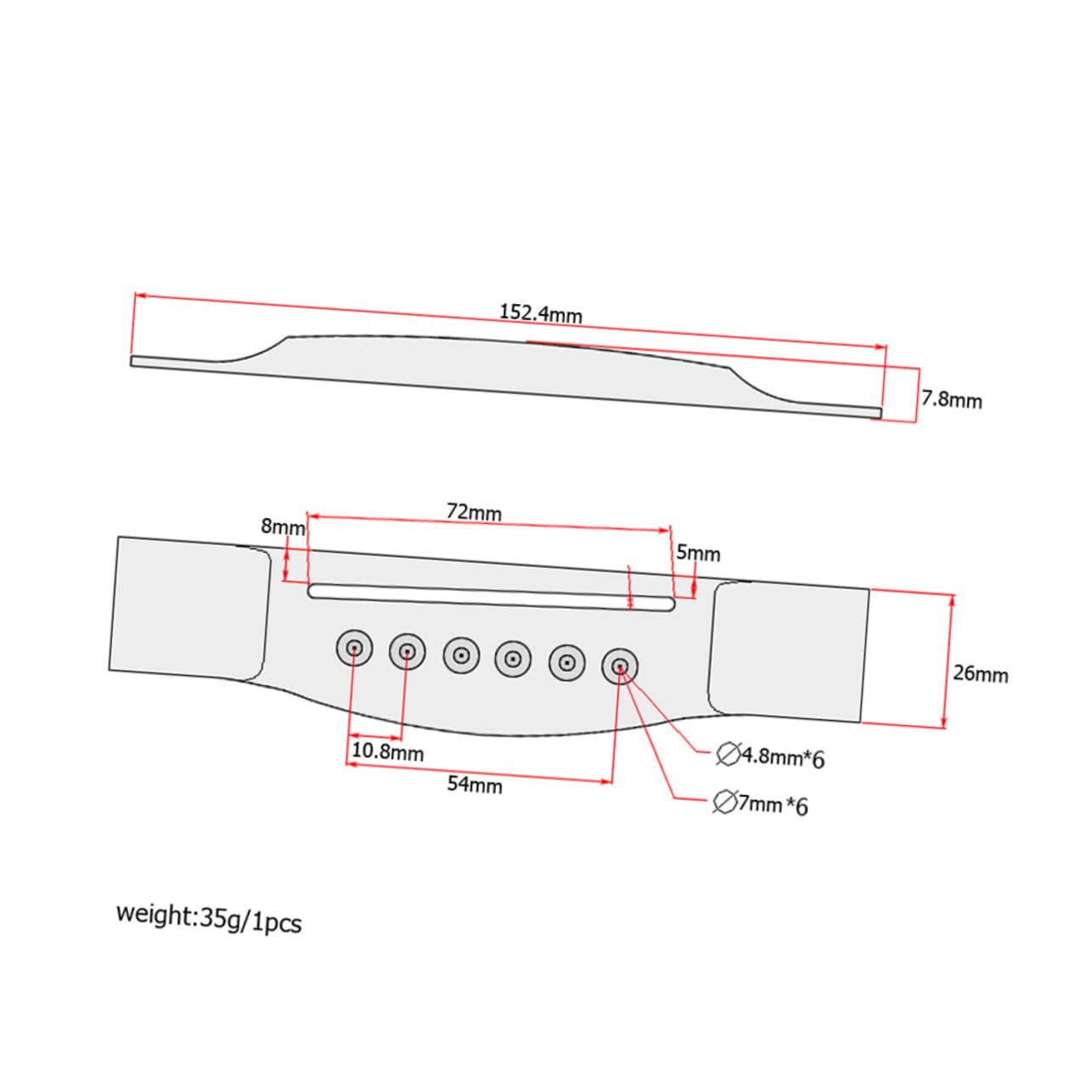ibasenice 3pezzi Ponte Legno Per Chitarra Acustica Corde Ricambio Ebano Per Basso Installazione Facile e Suono Eccellente Accessorio Musicale Resistente e Duraturo
