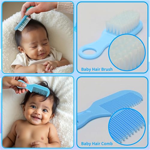 Image of Baby Care Grooming Kit 6 in 1 Infant Hygiene Set with Comb, Brush, Nail Clipper, Cover for Nail Clipper., Scissors & Filer for Newborn & Toddler Safety Grooming Essentials Random Color