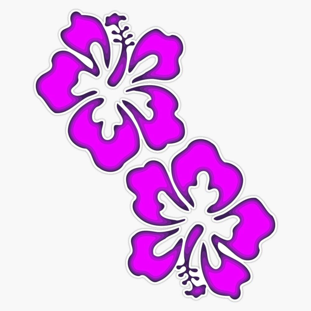 Watercolor Hibiscus Flower Vinyl Sticker - Glitter Illustration Decal For Car Laptop Window