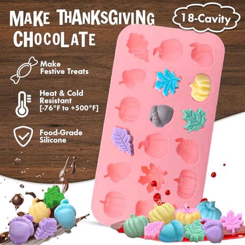 Image of 2PCS Mini Fall Molds, 18-Cavity Pumpkin Acorn Maple for Chocolate Candies