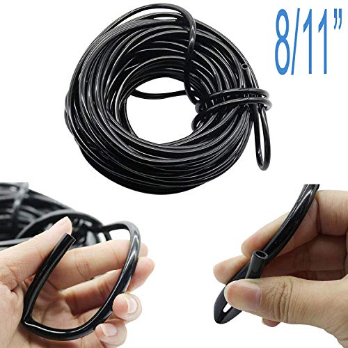 Image of DIY Crafts Watering Tubing Hose 8 /11 inch Garden Drip Pipe PVC Hose Irrigation System Watering Systems for Greenhouses Agriculture,Lawn, Plants, Garden, Patio Dno1 (40 Meter Roll, Black)