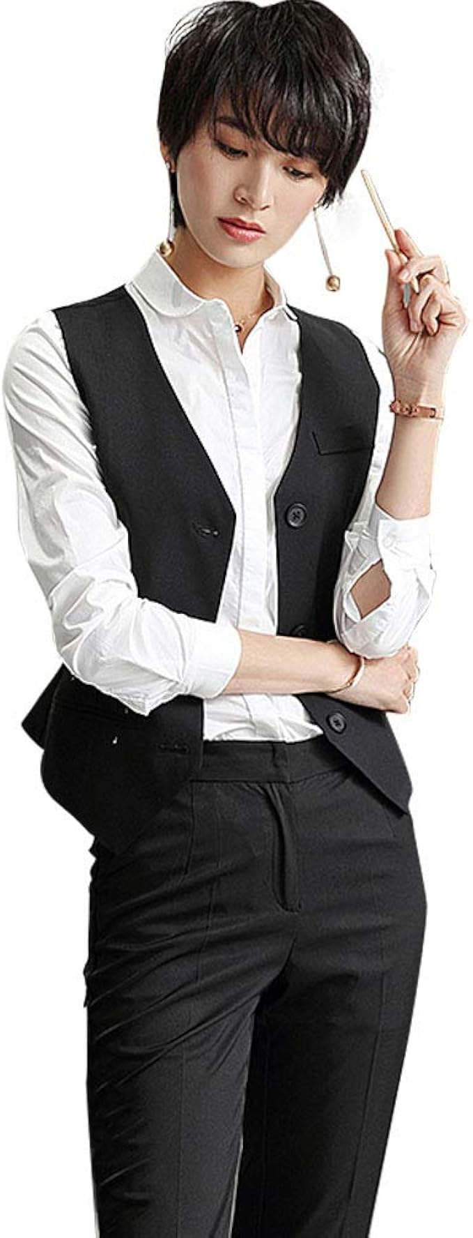 Amazon ベスト レディース ビジネス 事務服２点セット ベストパンツ 女性スーツ おしゃれ 面接 大きいサイズ 女性 人気 ベスト 通販