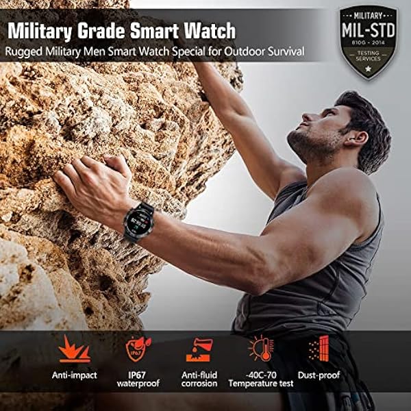 SoPrii Reloj Inteligente Hombre,Smartwatch Hombre Militar,1.39" Pantalla Táctil Completo, 100 Modos de Deportes/SpO2/Pulsómetro/Monitor de Sueño, Outdoor Fitness Smartwatch iOS Android(Azul)