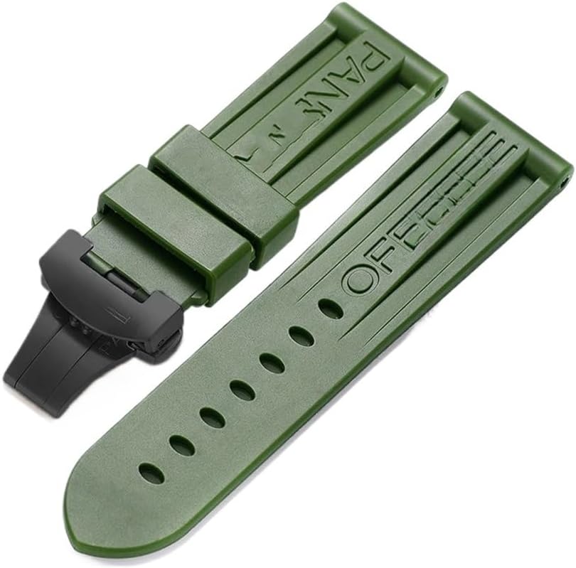 24mm Rubber Watch Band fit for Panerai PAM Strap Black Silicone Belt Butterfly Clasp Folding Buckle Withlogo Men Watch Accessories