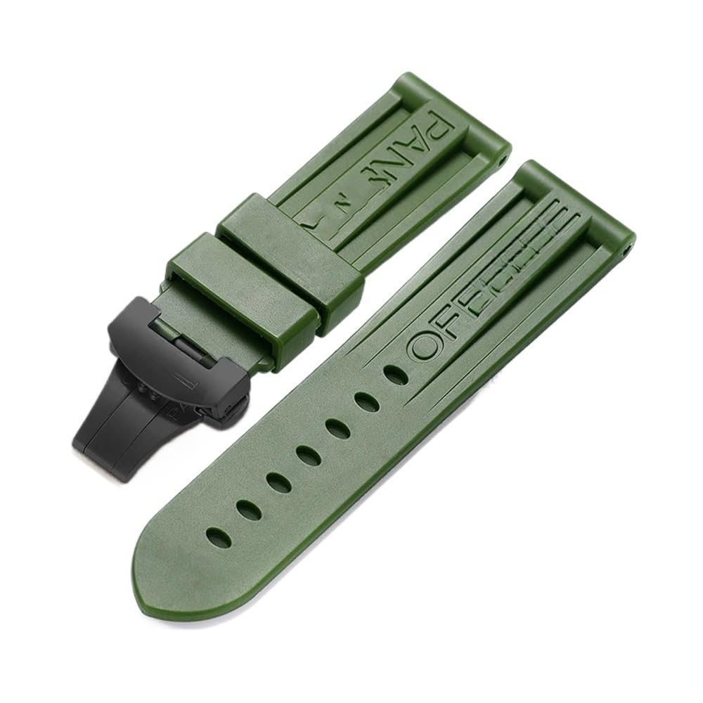 LAMGUL 24-mm-Gummi-Uhrenarmband passend für Panerai PAM-Armband, schwarzer Silikongürtel, Faltschließe, Faltschließe, mit Logo, Herrenuhr-Zubehör