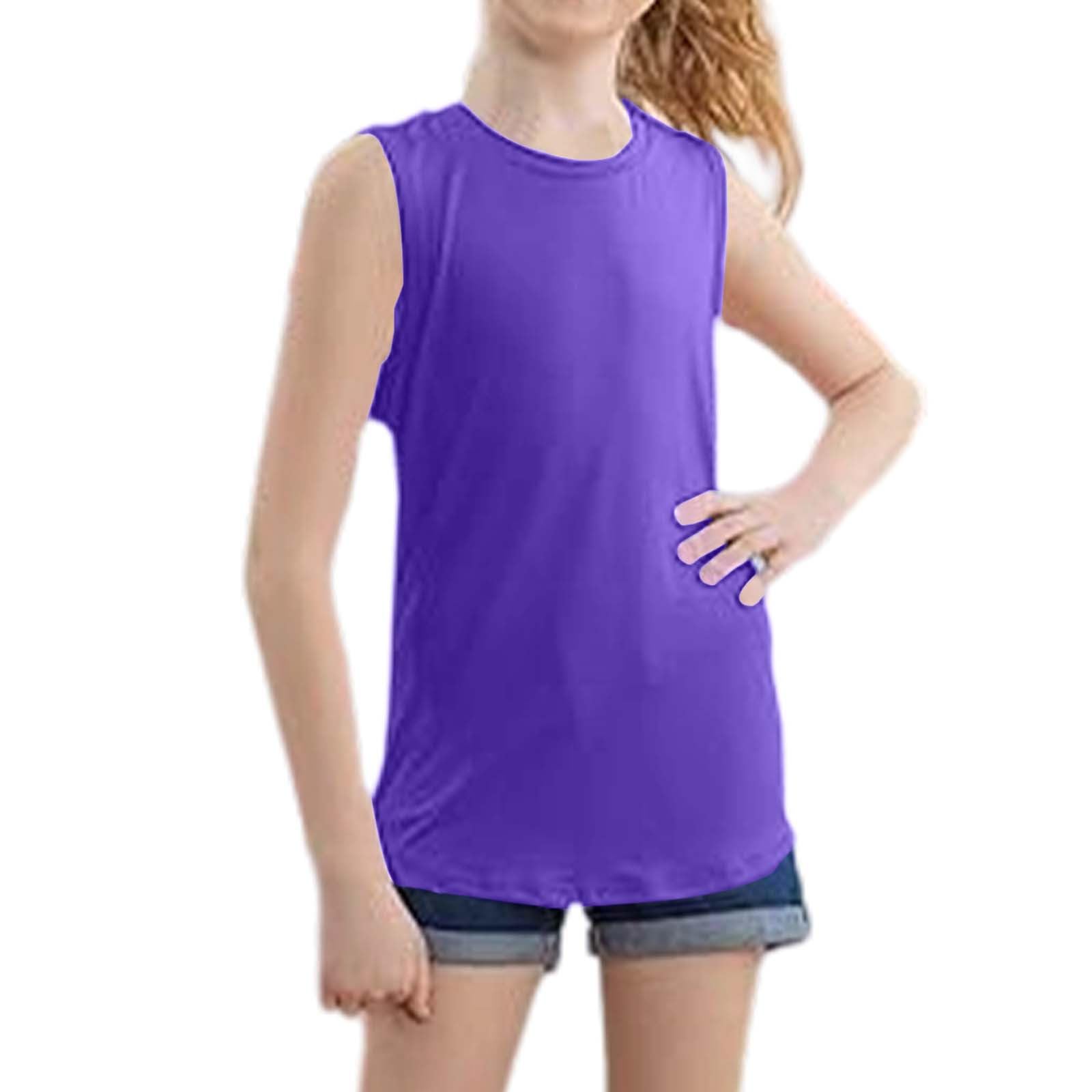 Generisch Canottiere per ragazze estive comode, elasticizzate, senza maniche, abbigliamento casual, morbido tessuto misto, traspirante, vestibilità ampia per attività quotidiane all'aperto