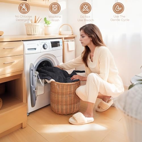 Electric Heated Blanket 62"x84" Twin Size, Dual-Sided Flannel & Sherpa, 9 Heat Settings & 1-10H Auto Off, Soft Warm for Home Office Bed Couch, Machine Washable, ETL Certified, Iron Gray — view 5