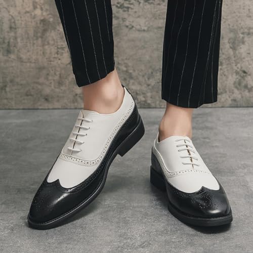 Men's Leather Wingtip Oxfords Dress Shoes, Classic lace-up Two-Tone Brogues Oxford Shoes, Fashionable high-end Formal Business Banquet Oxford Dress Shoes4