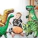 Jet Creations 4-pk Inflatable Dinosaurs Combo, T-rex Brachiosaurus, Spinosaurus, Triceratops. Great for Pool, Party Decoration. Size Range Approx. 37 to 53 inch, Multicolor