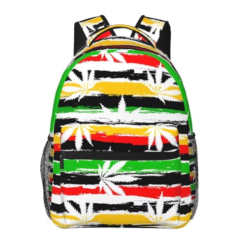 Jamaica Flag Marijuana Lightweight Backpack Travel Casual Bags for Women or Men 15.7 Inches