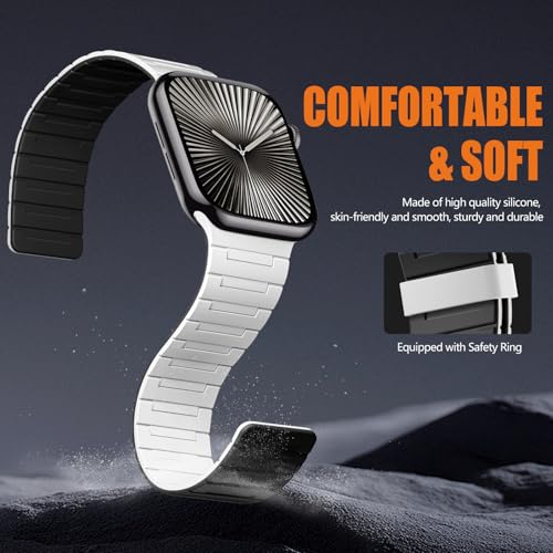 Image of SNBLK Magnetic Watchband Compatible with Apple Watch for Men 44mm 45mm 46mm 49mm 42mm 41mm 40mm 38mm Women, Silicone Sport Strong Magnet Strap for iWatch Series 11 Ultra 3 Ultra 2 Se 10 9 8 7 6 5 4 1
