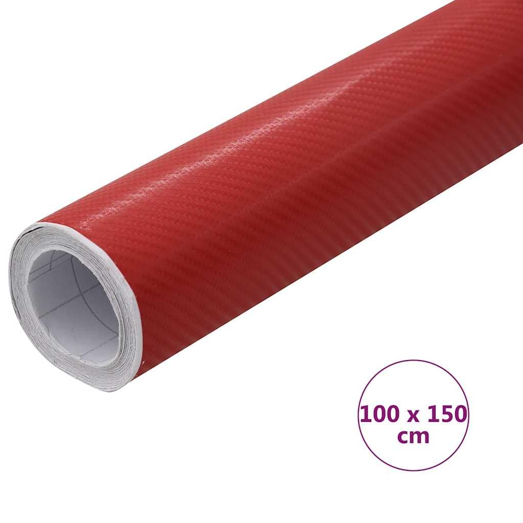 Film de voiture 4D rouge autocollant en PVC 100 x 150 cm pour carrosserie de voiture avec film carbone sans bulles pour le style de véhicule et la protection de la peinture à l'intérieur et à