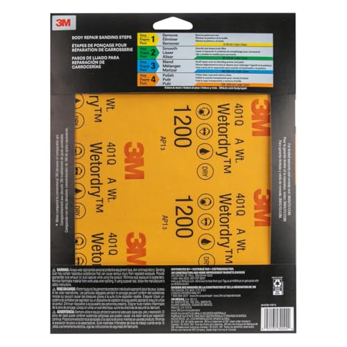 Image of 3M Wetordry Sandpaper, 1200 Grit, 9 in x 11 in, 5 Sheets, Use for Wet and Dry Sanding, Longer Lasting Sandpaper, Great for Auto Body Repair, Smooth Finish, Waterproof Backing for Wet Sanding (32022)