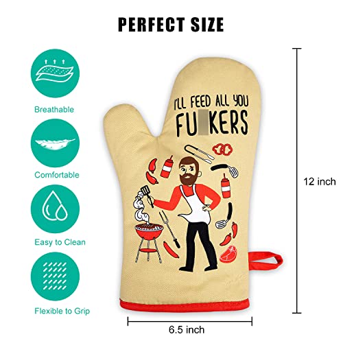 Miracu Funny Oven Mitts, Cooking Bbq Oven Mitt - Funny Fathers Day Cooking Gifts For Dad, Brother, Husband, Boyfriend - Funny Kitchen Gadgets, Housewarming Gifts For Men, Grilling Chef Gifts For Men #TOP3