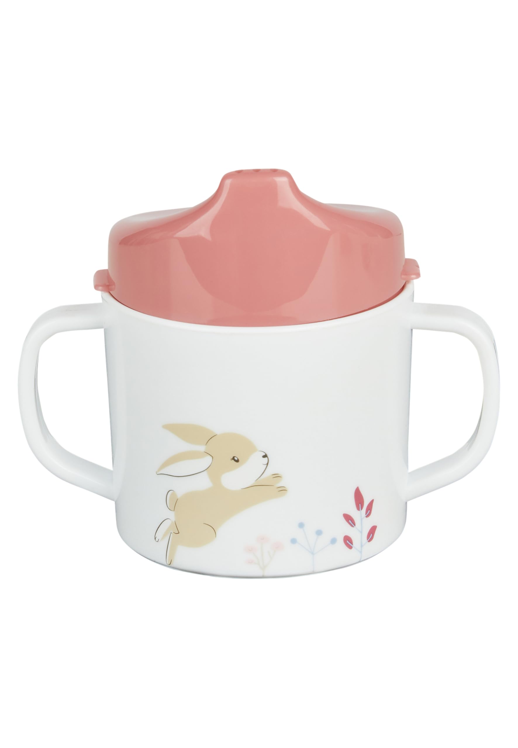 Sterntaler Trinklernbecher Hase Hanni - mit abnehmbarem Trinkaufsatz & rutschfestem Sockel - Trinktasse für Babys und Kinder mit Motivdruck Hase, mit Henkeln, mattrosa