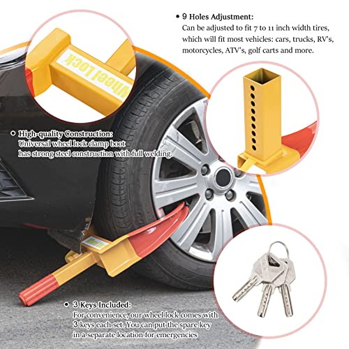 CZC AUTO Trava de roda de segurança trava de pneu antiroubo, trava de roda de reboque resistente ver