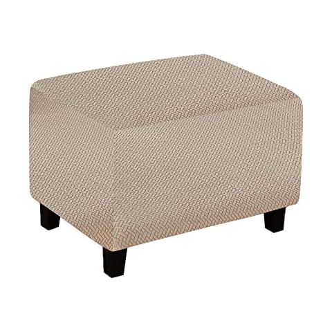 2024 New Wear-Resistant Sofa Ottoman Cover, Stretch Rectangle Ottoman Slipcovers, Foot Stool Slipcover, Removable Footrest Stool Covers, Folding Storage Stool Furniture Protector(Weave Camel,L) Cover