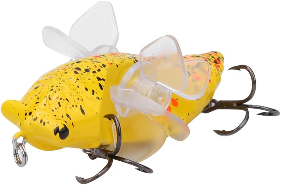 Keenso Fish Lure Artificial Lure Lure,Hard Fish Lure Bionic Cicada Shape Fishing Bait Artificial Lure with Rotating Spins Propeller Treble Hook 7.5cm Soft Lures