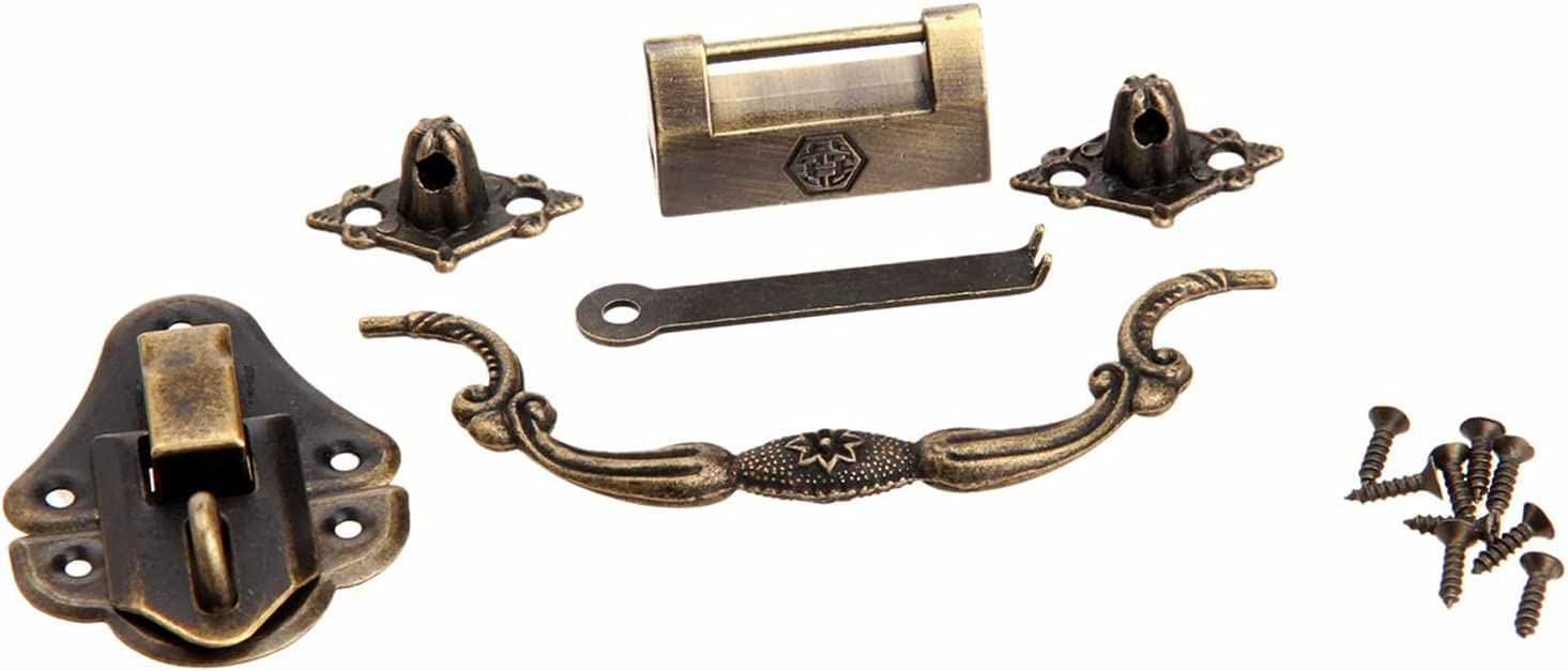 Hasp lock boucle crochet loquet bronze et poignée fer pour meuble rétro