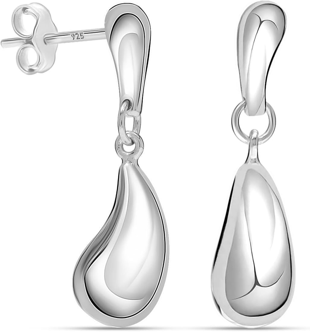 LeCalla 925 Sterling Silver Drop Earrings | Women's Studs Drop Earrings | Lightweight Stud Dangle Earring | Minimalist Teardrop Dangle Earrings for Women
