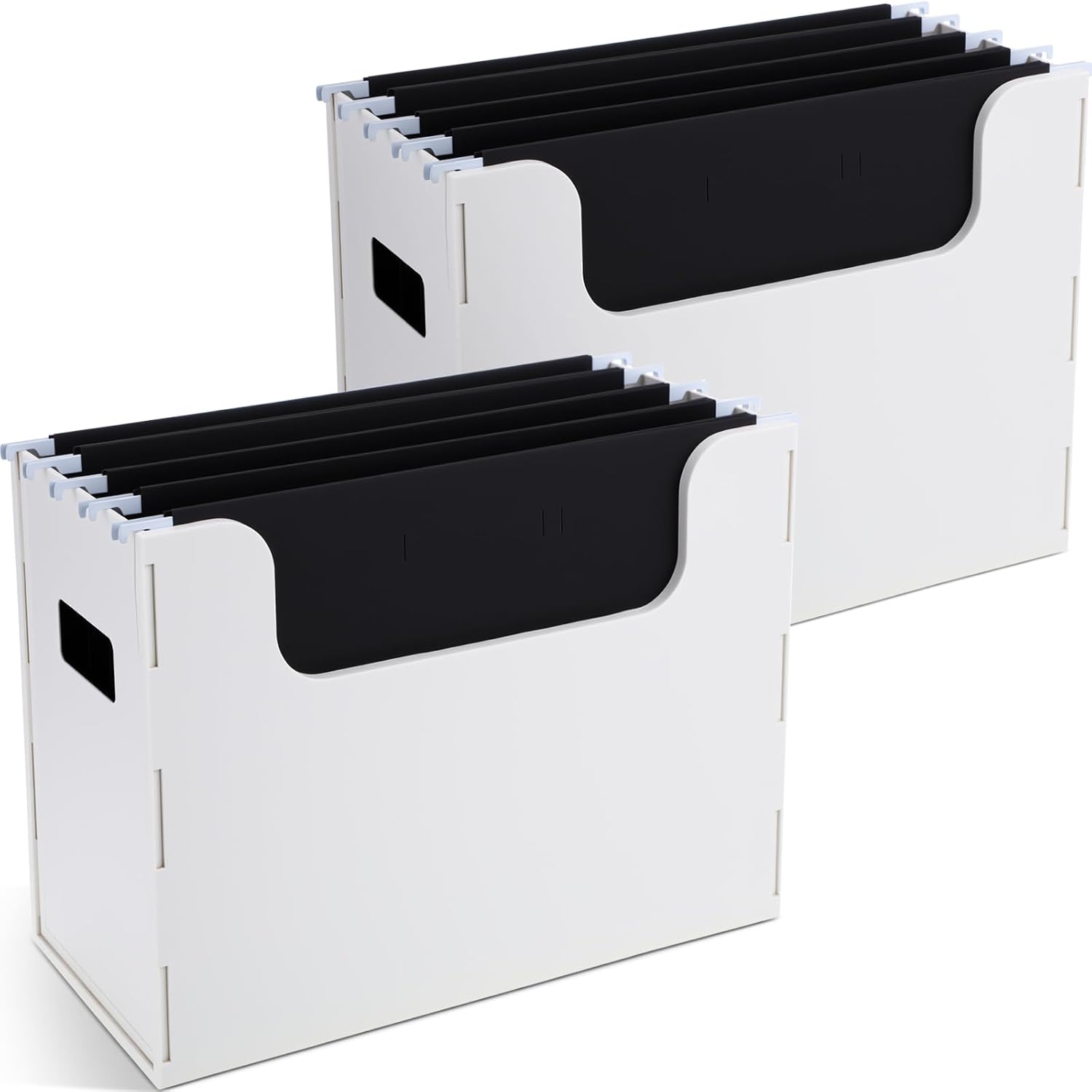 8 Pcs Portable Desktop File, Side Handles, Filing Organizer, Hanging File Folders, Letter Size for Schools Office Home (Black)