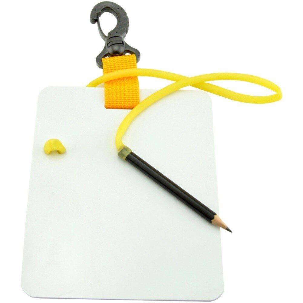 Pizarra de escritura subacuática para buceo con clip giratorio y lápiz