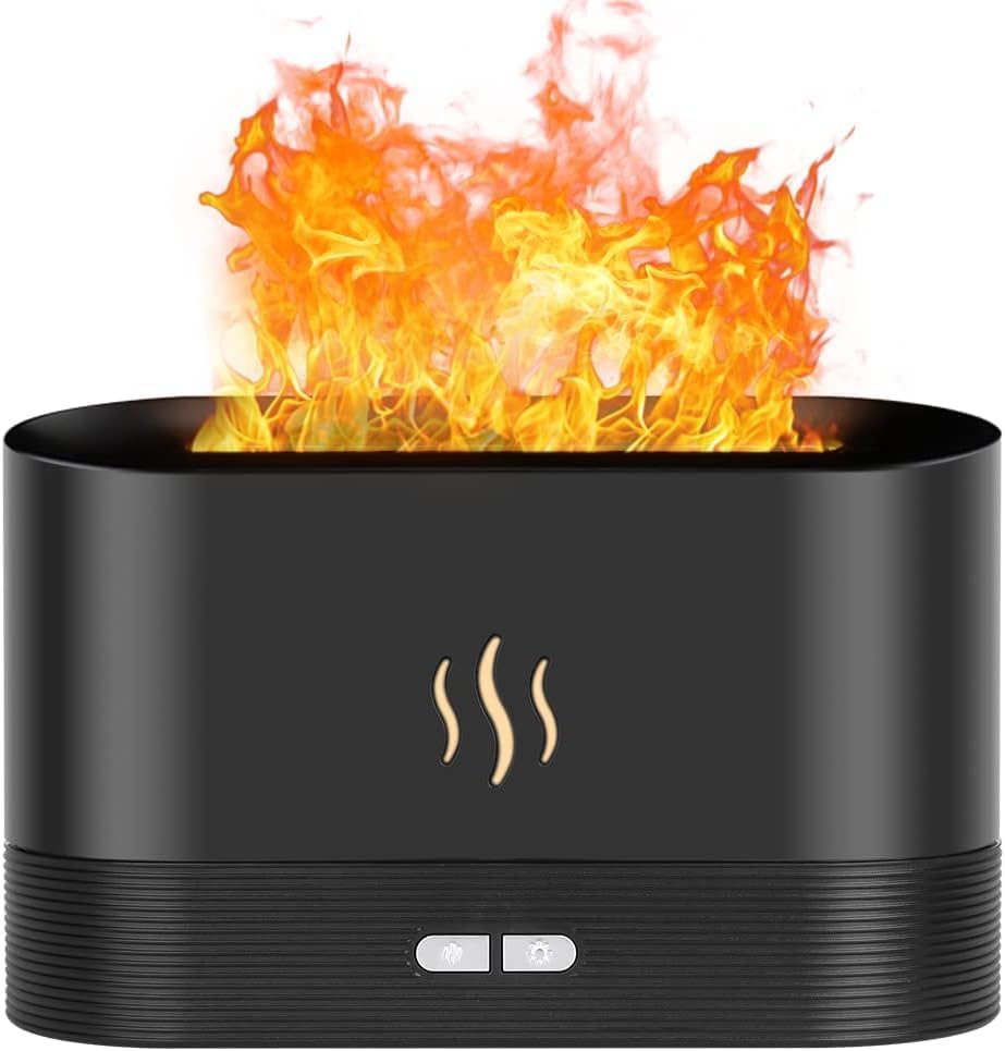 MAGA ZONE Flame Diffuser Humidifier, Ultra-Silent Cool Mist Air Fire Diffuser with 2 Brightness Night Light & Auto-Off, Essential Oil Aromatherapy Flame Humidifier for Home, Office, Yoga