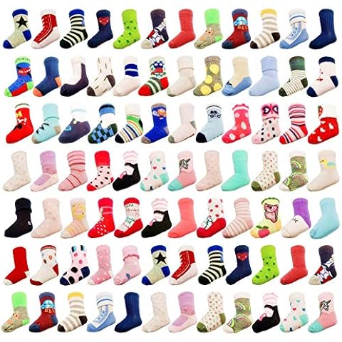 TYONMUJO 20 Pairs Baby Boy Girl Socks Wholesale Baby Cotton Socks Bulk Toddler Kids Socks Bundle (Pattern at Random) Girls 1-3T Cover