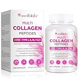 Kollagen Kapseln, Multi Peptide Kollagen Typ I, II, III, V & X mit Biotin, Vitamin C & Hyaluronsäure, für Haut, Haare, Nägel, Gelenke & Knochen, Kollagenkapseln 240 Kapseln