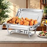 ERfairdeal Chafing Dish Edelstahl 9L Buffet-Set Warmhaltebehälter Speisenwärmer Wärmebehälter Rechaud für Catering, Buffet und Party (1 Set 1x1/2 GN-Behälter)
