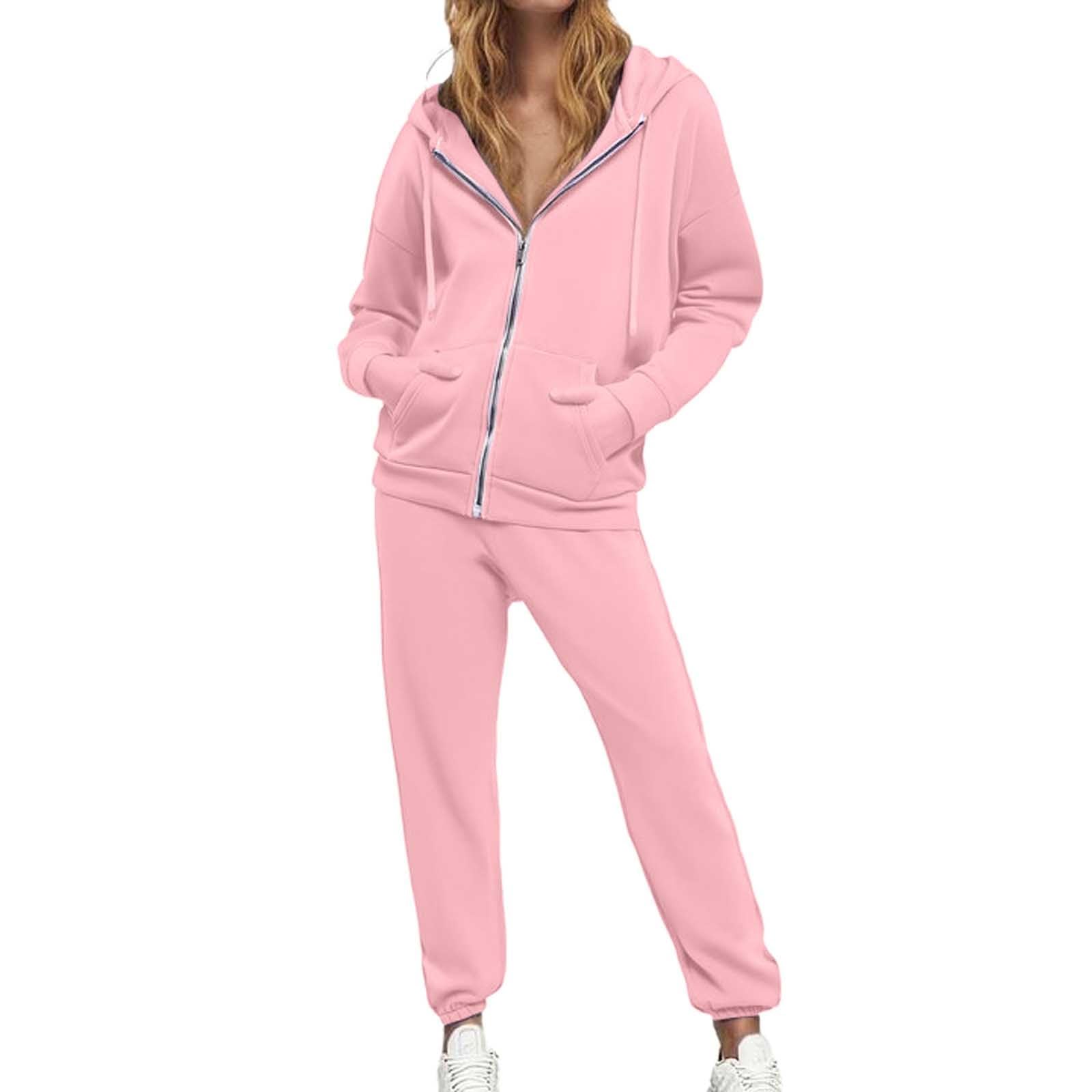 Womens Sweatsuits 2 Piece Set Tracksuit 2026 Trendy Fall Long Sleeve Zip Up Sweatshirt And Sweatpants Jogger Sweatsuit