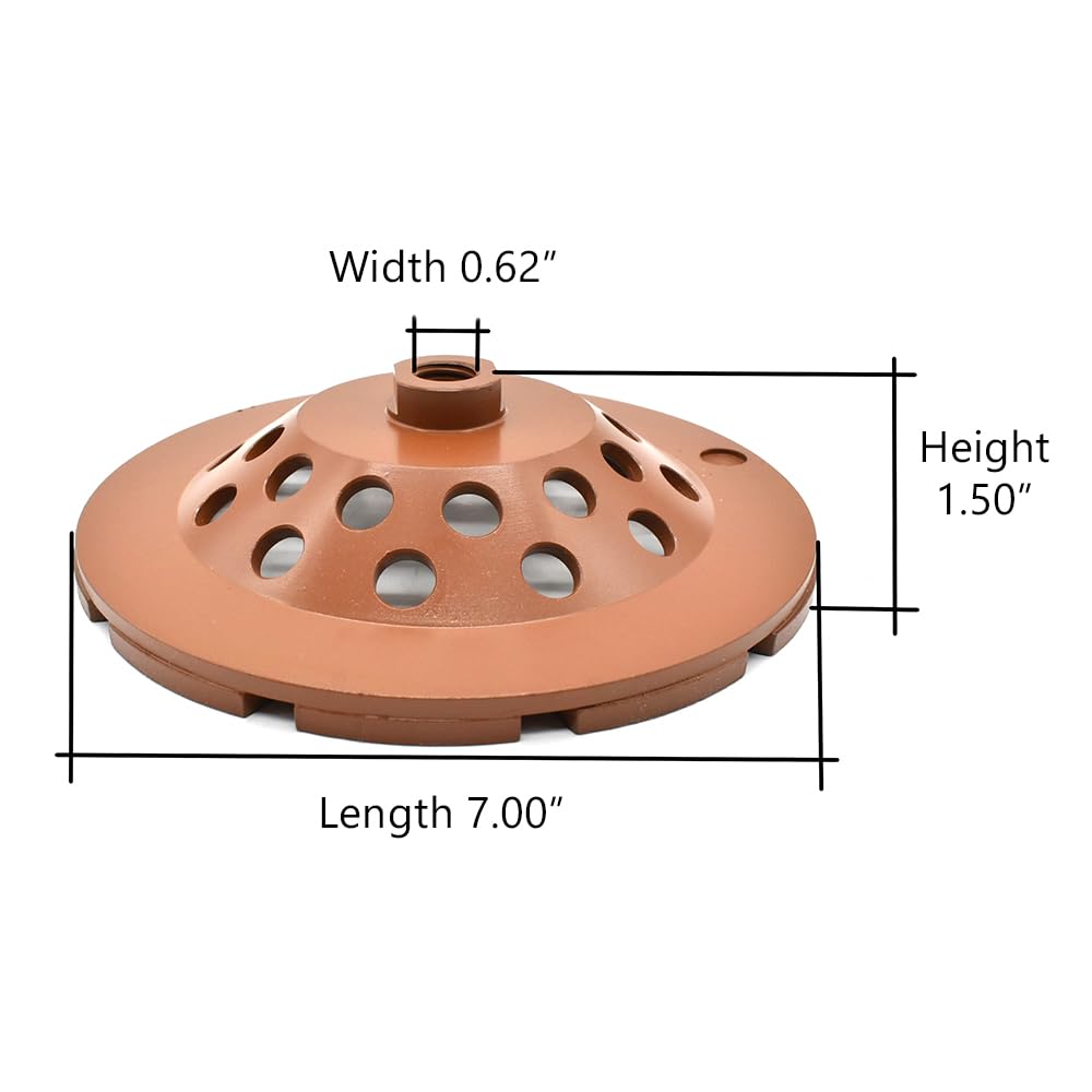 7SDRCW 7 Inch Concrete/Masonry Double Row Diamond Cup Grinding Wheel - 30/40 Grit