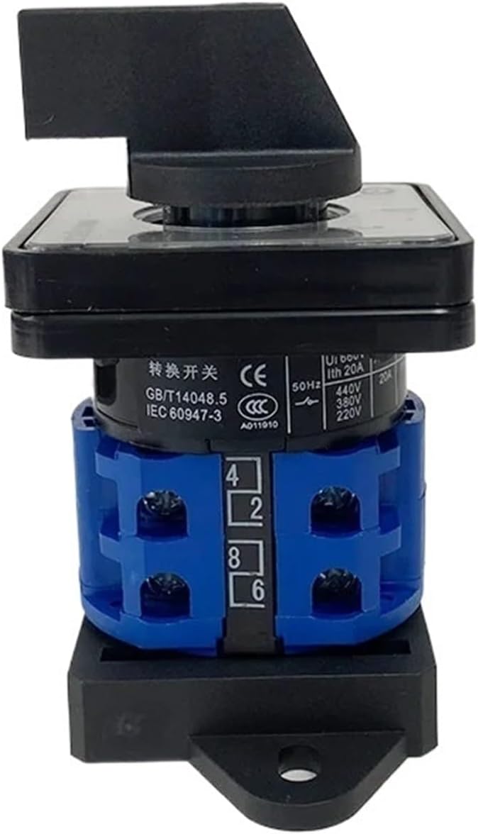 20A DIN Rail Mounted Conversion Selector LW26-20/2 Two Poles Rotation Selection Control Circuit Cam Switch(1234)