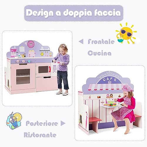 COSTWAY Cucina Giocattolo di Legno per Bambini