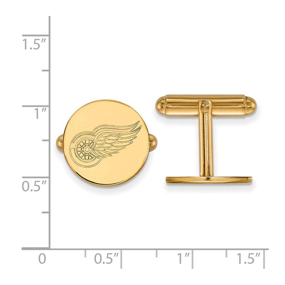 LogoArt Sterling Silver 14k Yellow Gold Plated NHL Detroit Red Wings Cuff Links
