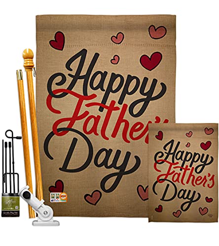 Happy Father's Day Garden House Flag - Kit Family Dad Daddy Papa Grandpa Best Parent Sibling Relatives Grandparent - Decoration Banner Small Yard Gift Double-Sided Made in USA 28 X 40