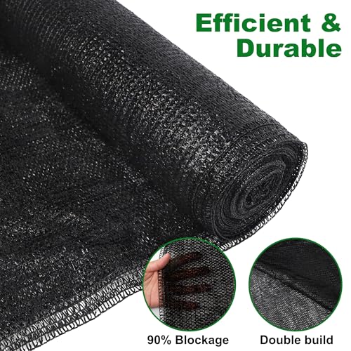 Image of winemana 120x6 FT Outdoor Shade Cloth for Garden & Plants - 90% Large Black Mesh Tarp, UV Resistant Woven Shade Fabric for Greenhouse Farm Row Cover Vegetables Sun Protection Poultry Run
