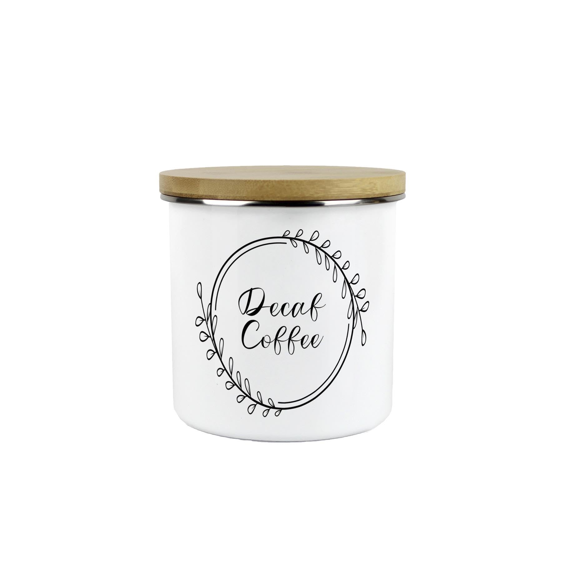 Purely Home Floral Border Decaf Coffee Storage Canister - Minimalist Kitchen Decor Gift - Metal/Enamel Hot Drinks Storage Container