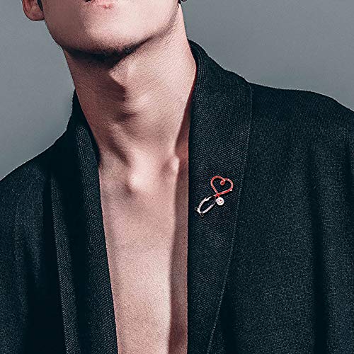 Image of Nurse Pin Stethoscope Pins Cuterus Heart-Shaped Pins Lapel Pin Personality Medical Jewelry for Women Nurse Accessories Gifts Hat Lapel Pins(Gold)