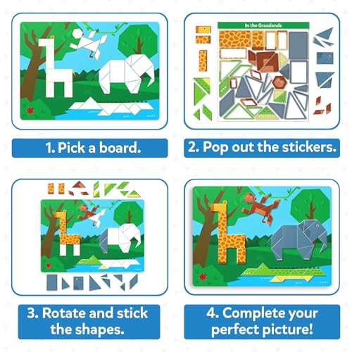 Image of Skillmatics Tangram Sticker Puzzles - Educational Art & Craft Activity with 150+ Tangram Stickers, Brain Teasers, STEM Toys & Games for Boys & Girls Ages 4, 5, 6, 7