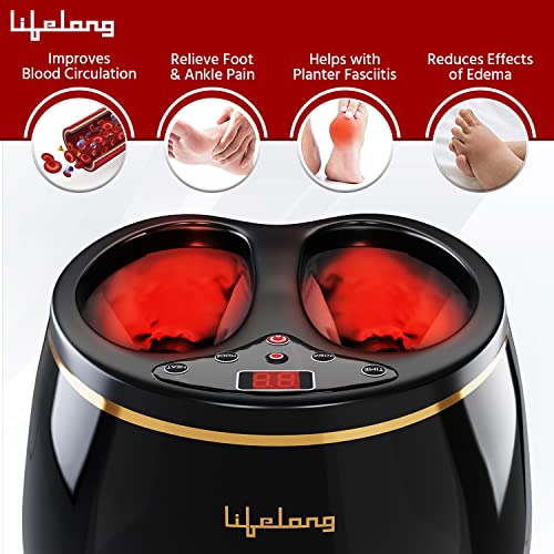 Image of Lifelong LLM432 Air Bag Foot Massager | Shiatsu Foot Massager Machine with Soothing Heat, Deep Kneading Therapy, Air Compression, for Blood Circulation and Foot Wellness, Brown