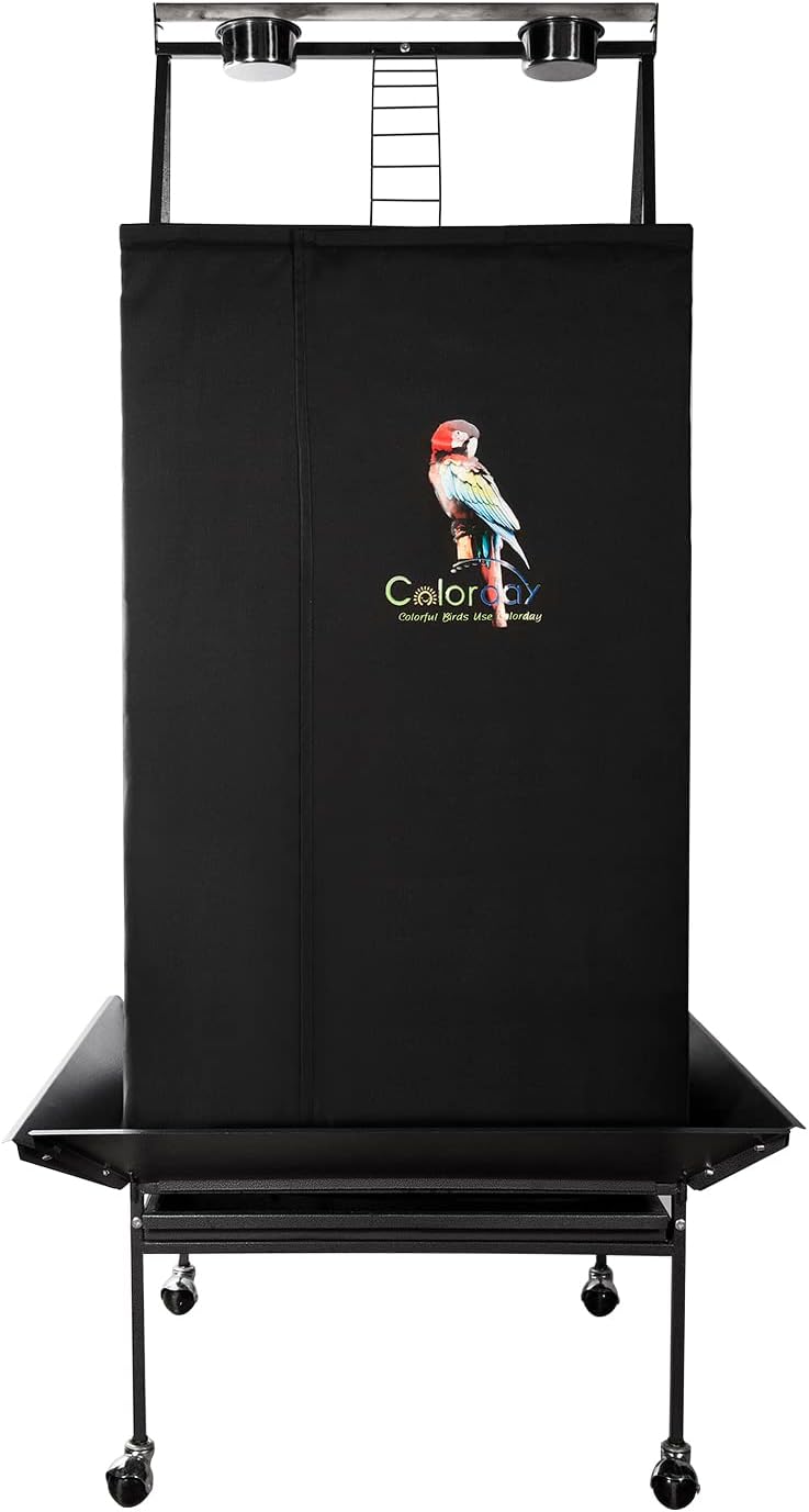 Colorday Good Night Bird Cage Cover for Large Bird Cage with Play Top (Patent Pending), Black 68"