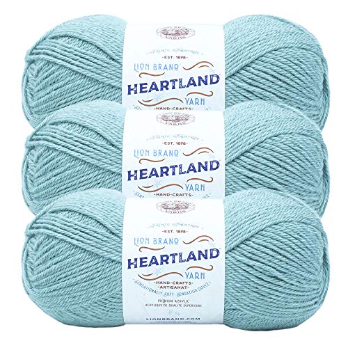 Image of Lion Brand Yarn Heartland Yarn, Worsted-Weight Yarn for Knitting, Crocheting, and Crafting, 3 Pack, Congaree