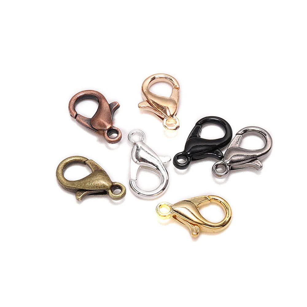 GIVBRO 50pcs Lobster Claw Clasps for DIY Craft Accessories Keychain Bracelet Jewelry Making Random Color, 12mm