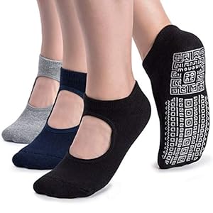 unenow Non Slip Grip Yoga Socks for Women with Cushion for Pilates, Barre, Dance