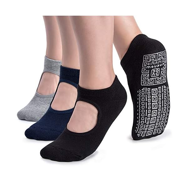 unenow Non Slip Grip Yoga Socks for Women with Cushion for Pilates, Barre, Dance
