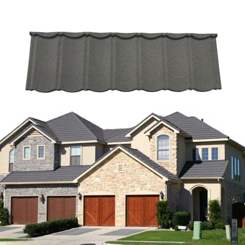 Metal Roof Shingles for Home 52.7x16.5Inch Architectural Shingles Heavy Duty Ceiling Insulated Panels, Corrugated Roofing Panels Roof Tiles, for Home/Villa/Garden Roofs(Gray,10pcs)