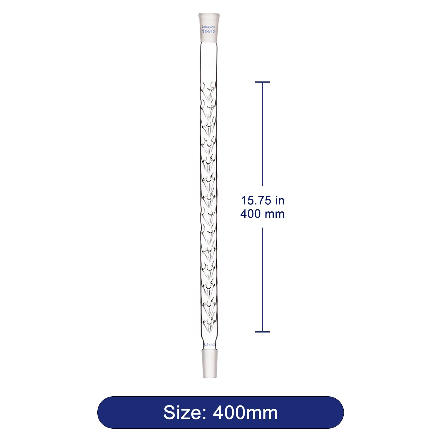 Labasics Colonna Di distillazione Vigreux, 24/40 400 mm Lunghezza Vetro Borosilicato Frazionario Colonna di Distillazione Colonna Vigreux con Rientranze per Laboratorio