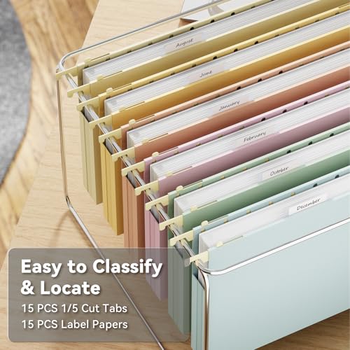 Ansook Plastic Hanging File Folders Legal Size,12 Pack Legal Size File Folders Hanging, Heavy Duty 1 Inch Expansion, Expandable Legal Hanging Folders for Filing Cabinet, 1/5-Cut Tabs - Assorted Colors by Ansook - Image 4