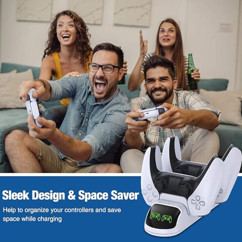 Image of PSS PS5 Controller Charging Station, 3H Fast USB PS5 Controller Charger, Play /Station 5 Controller Charger Station, Dual Charging Dock for Sony PS5 with USB Charging Cable,White
